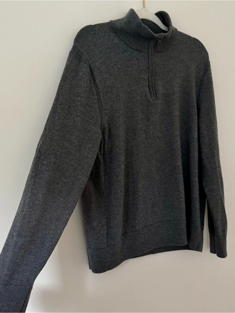Banana Republic Italian Merino Half-Zip Sweater, Heather Charcoal Grey – Size XL